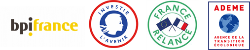 Logos bpifrance, investir l'avenir, france relance et ademe