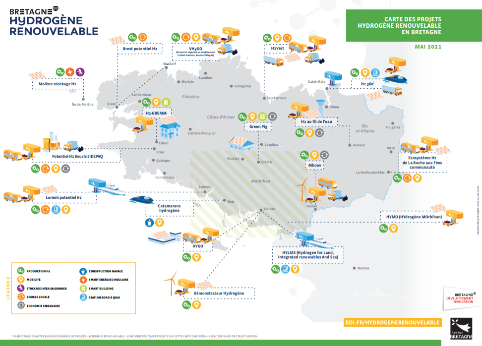 Carte de l'hydrogène en Bretagne